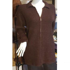 Unisex brown Wool Ribbed cardigan vest L- XL